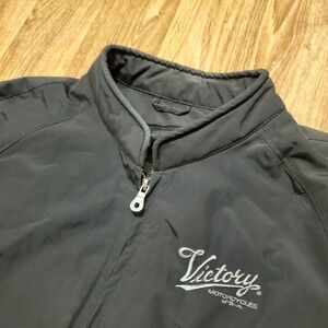 Victory Motorcycles Jacket Men XL Black Tribal Flames Embroidered Mesh Lined Zip